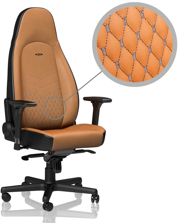 Žaidimų kėdė Noblechairs ICON Real leather Gaming Chair, Cognac-Juoda
