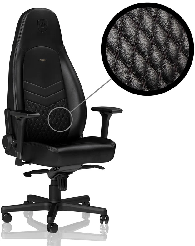 Žaidimų kėdė Noblechairs ICON Real Leather Gaming Chair, Juoda