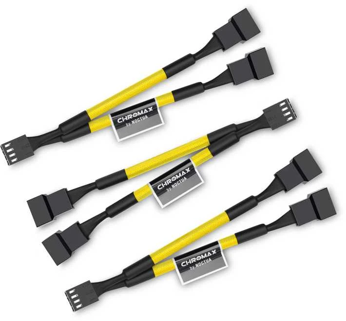 Noctua NA-SYC1 chromax.yellow Y skirstytuvo kabelių rinkinys ventiliatoriams – geltonas