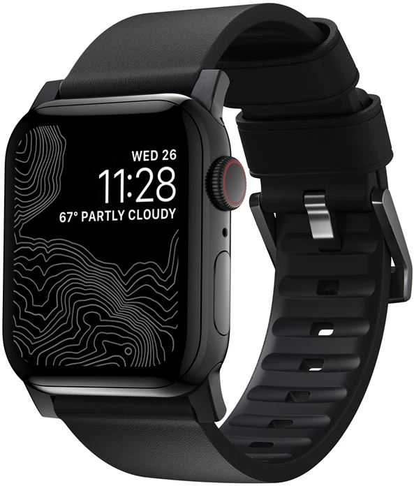 Išmaniojo laikrodžio Apple odinis dirželis, Juodos spalvos, 42/44mm
