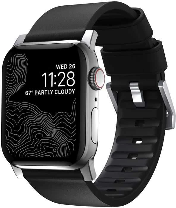 Nomad Active Strap Pro Juodas, sidabrinis - Apple Watch 49mm/46mm/45mm/44mm/42mm