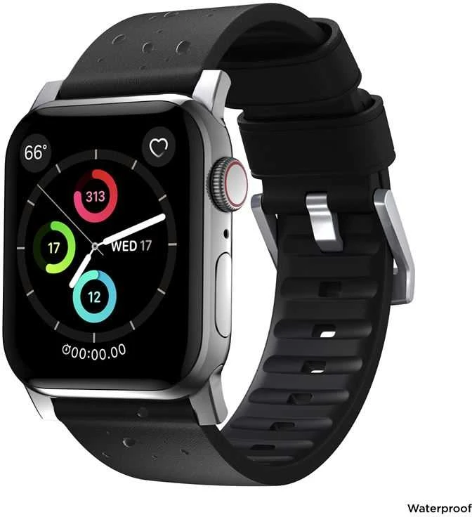 Nomad Active Strap Pro Juodas, sidabrinis - Apple Watch 49mm/46mm/45mm/44mm/42mm