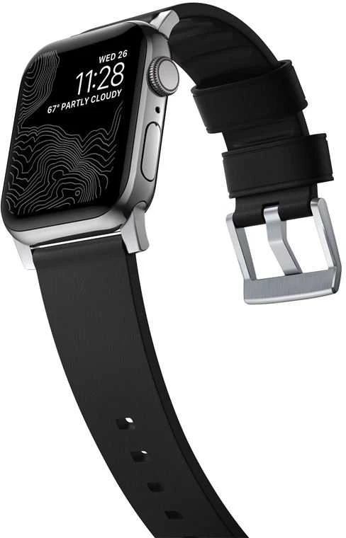 Nomad Active Strap Pro Juodas, sidabrinis - Apple Watch 49mm/46mm/45mm/44mm/42mm