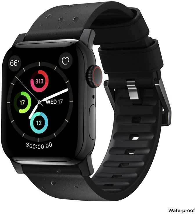 Išmaniojo laikrodžio Apple odinis dirželis, Juodos spalvos, 42/44mm