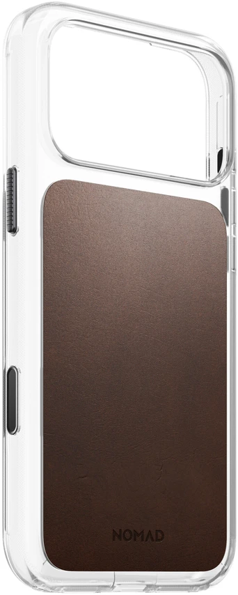 Nomad skaidrus odinis dėklas, sendinto rudumo (Horween) - iPhone 18 Pro Max/17 Pro Max