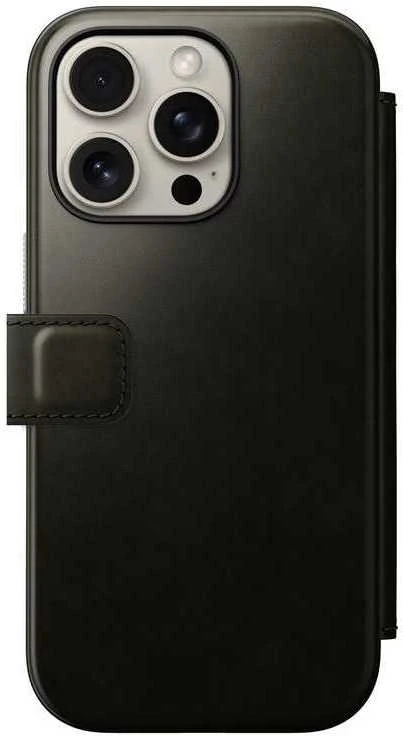 Dėklas Nomad Leather Folio, žalias chrome - iPhone 16 Pro