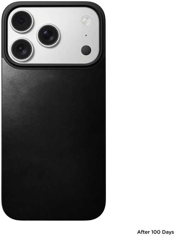 Dėklas Nomad Magnetic Leather Back, juodas (Horween), Magsafe - iPhone 17 Pro