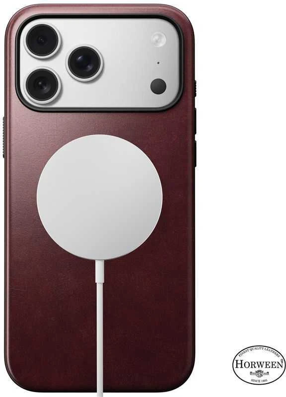 Nomad Modern Odinis dėklas, burgundy (Horween) - iPhone 17 Pro Max