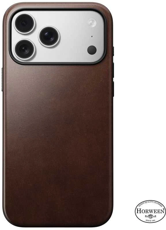 Nomad Modern Odinis dėklas, rustic ruda (Horween) - iPhone 17 Pro Max