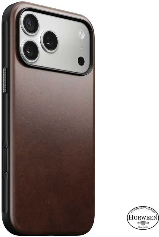 Nomad Modern Odinis dėklas, rustic ruda (Horween) - iPhone 17 Pro Max