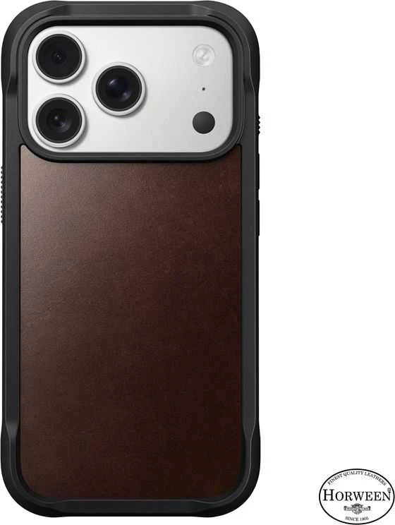 Dėklas Nomad Rugged Odinis dėklas, rustic ruda (Horween) - iPhone 17 Pro