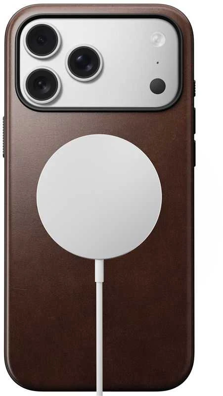 Nomad Modern Odinis dėklas, rustic ruda (Horween) - iPhone 17 Pro Max