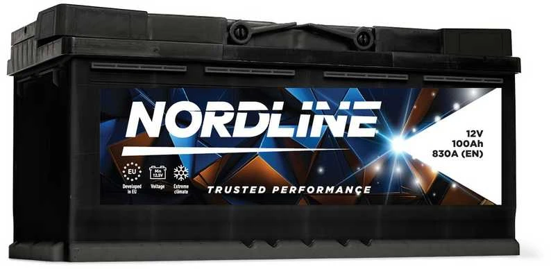NORDLINE 100Ah akumuliatorius su technine etikete