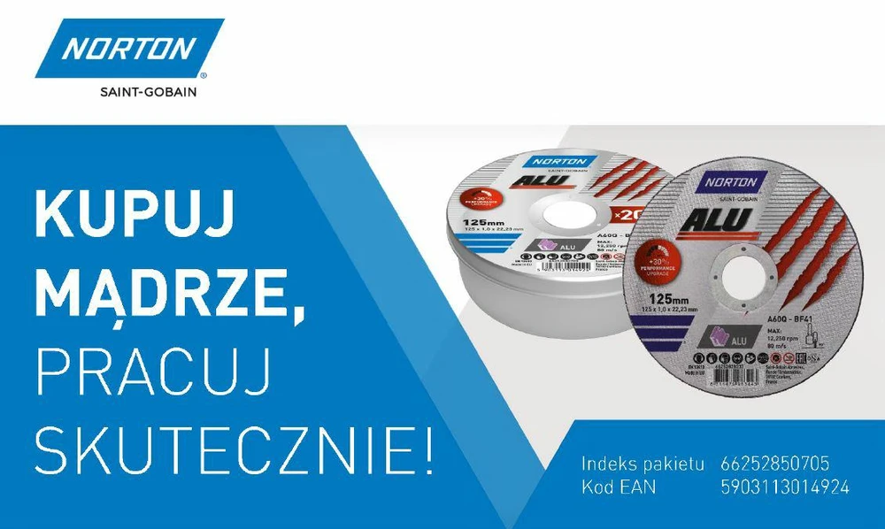 Abrazyvinis pjovimo diskas Norton ALU T41; 125x1x22,23 mm; 20 vnt. + 2 diskai