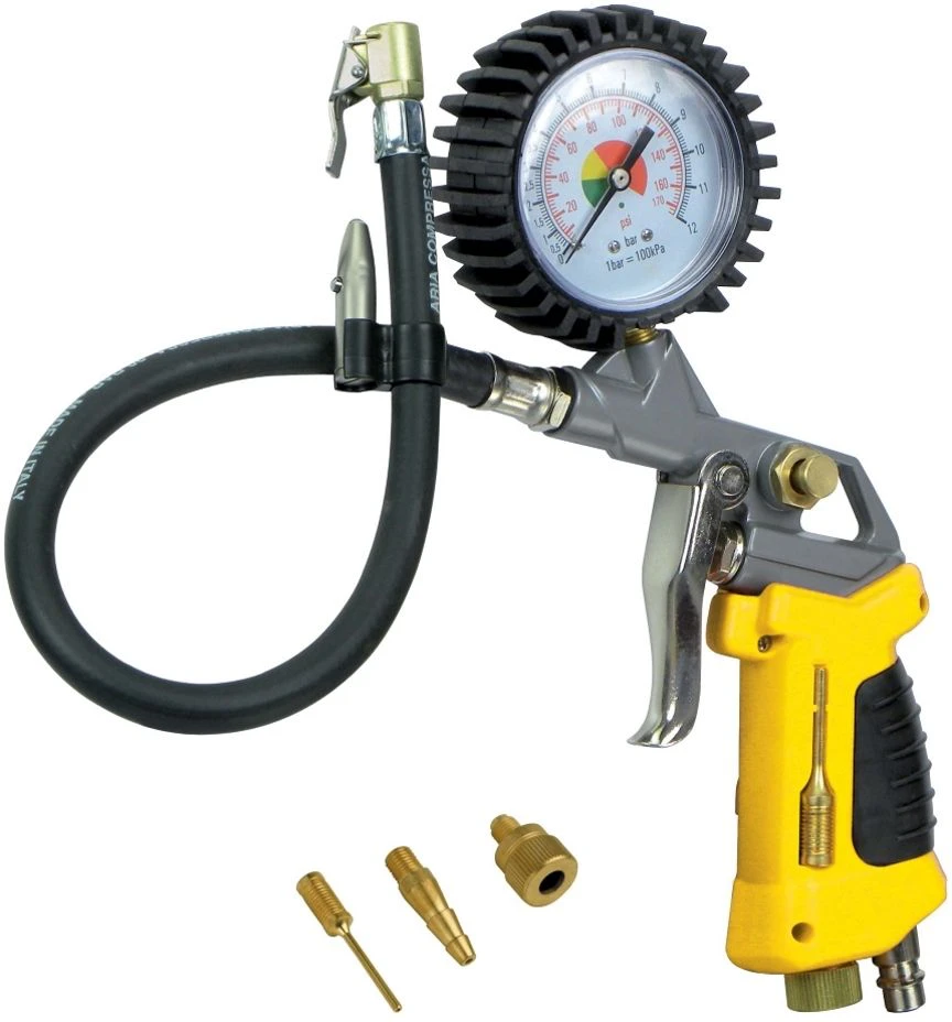 STANLEY GUN PRESSURE GAUGE + 3 NOZZLES + LED LAMP