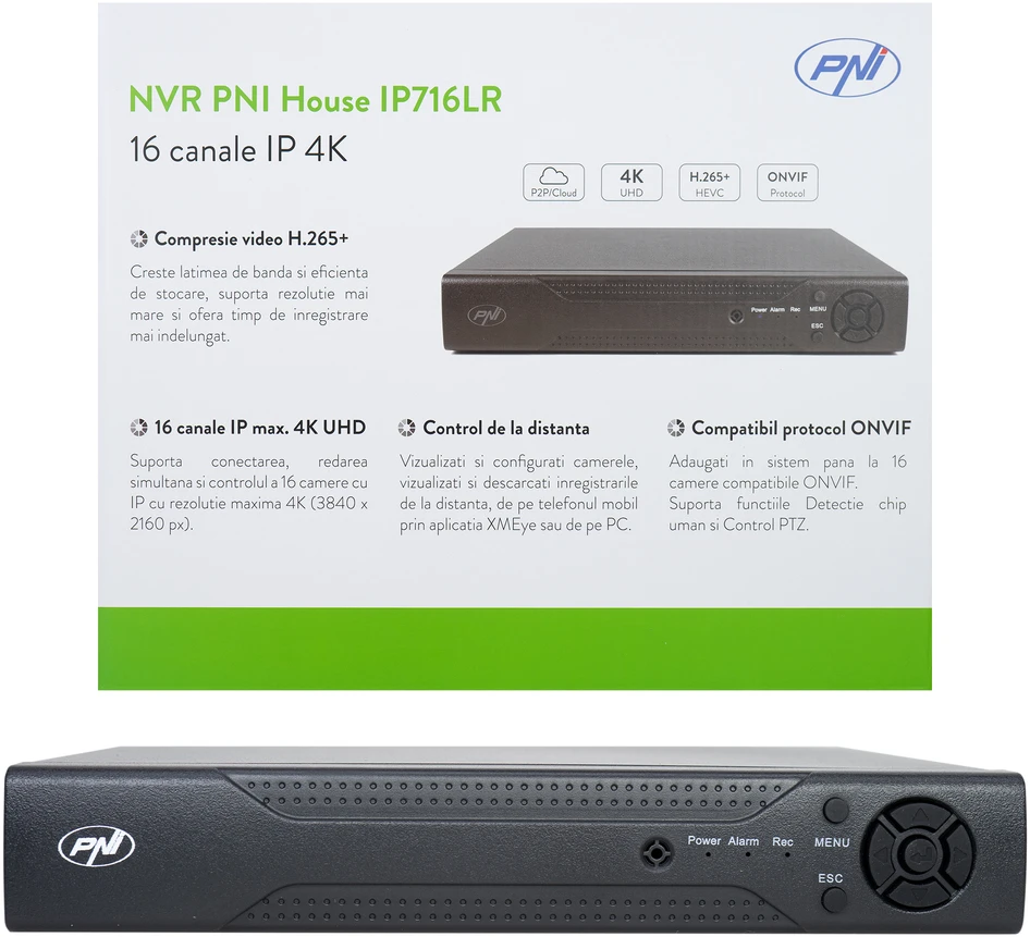 NVR PNI House IP716LR, 16 kanalų IP 4K, H.265, ONVIF
