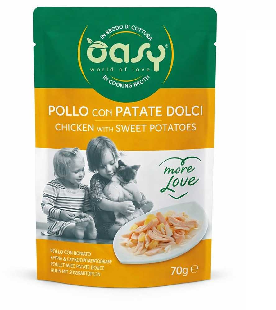 Maisto produktai - Oasy More Love Vištiena su Saldžiosiomis Bulvėmis Šlapias Maistas 70g