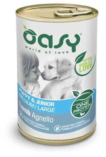Šunų maistas - Oasy One Protein Puppy & Junior Medium/Large ėriena Wet 400g