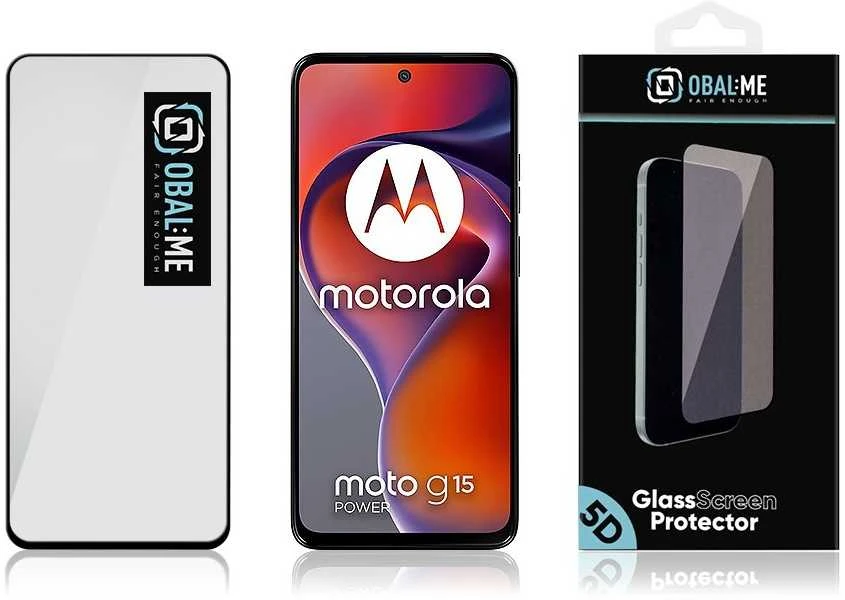 OBAL:ME 5D apsauginis stiklas Screen Protector skirtas Motorola G15/G15 Power juodos spalvos