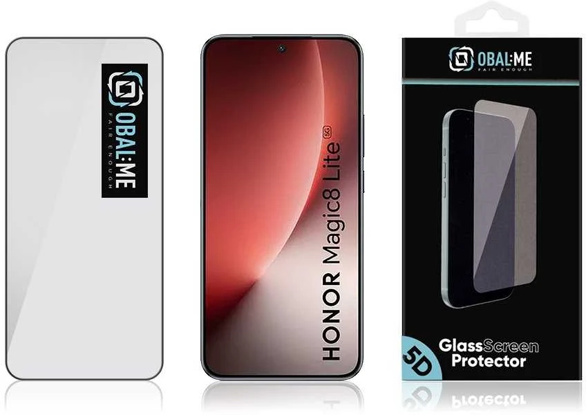 OBAL:ME 5D Apsauginis stiklas ekranui, skirtas Honor Magic8 Lite Juodas
