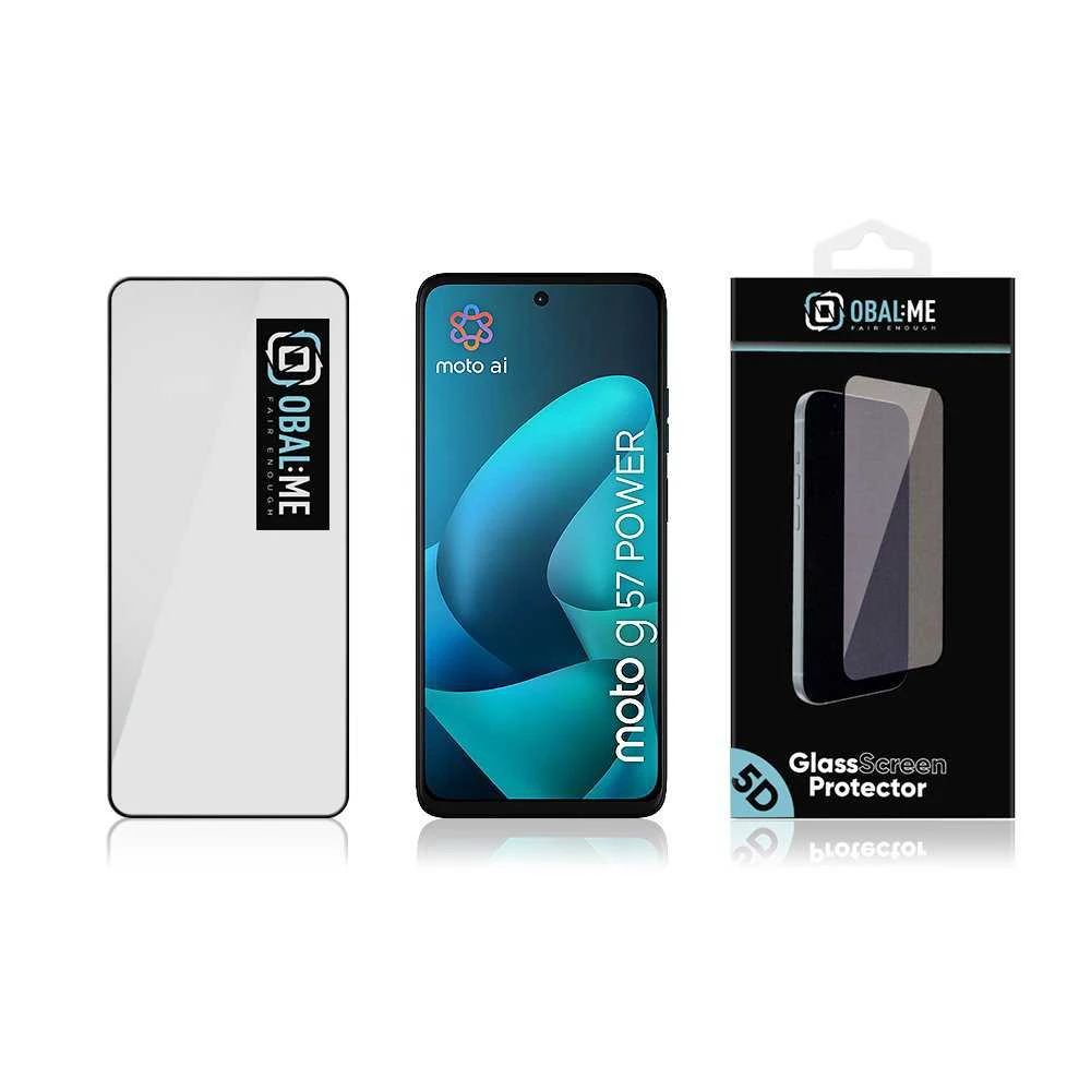 OBAL:ME 5D Apsauginis stiklas ekranui, skirtas Motorola G57 Power Juodas
