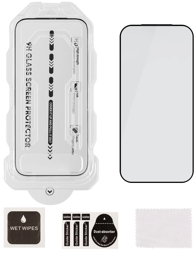OBAL:ME 5D stiklinė ekrano apsauga su aplikatoriumi, skirta iPhone 17/17 Pro/18 Pro, juoda