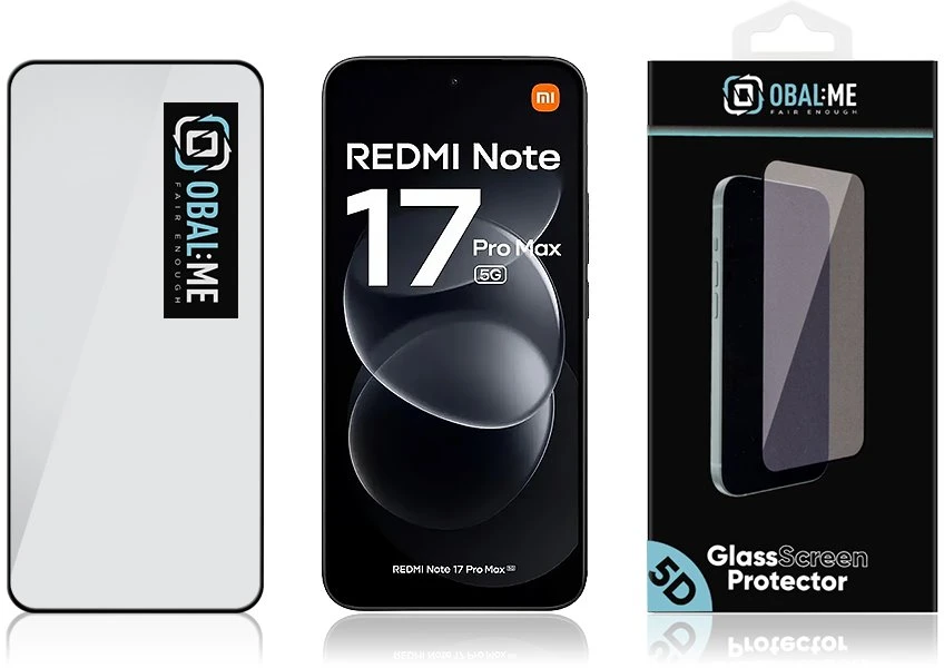 OBAL:ME 5D stiklinis ekrano apsauginis stiklas, skirtas Xiaomi Redmi Note 17 Pro Max 5G, juodas