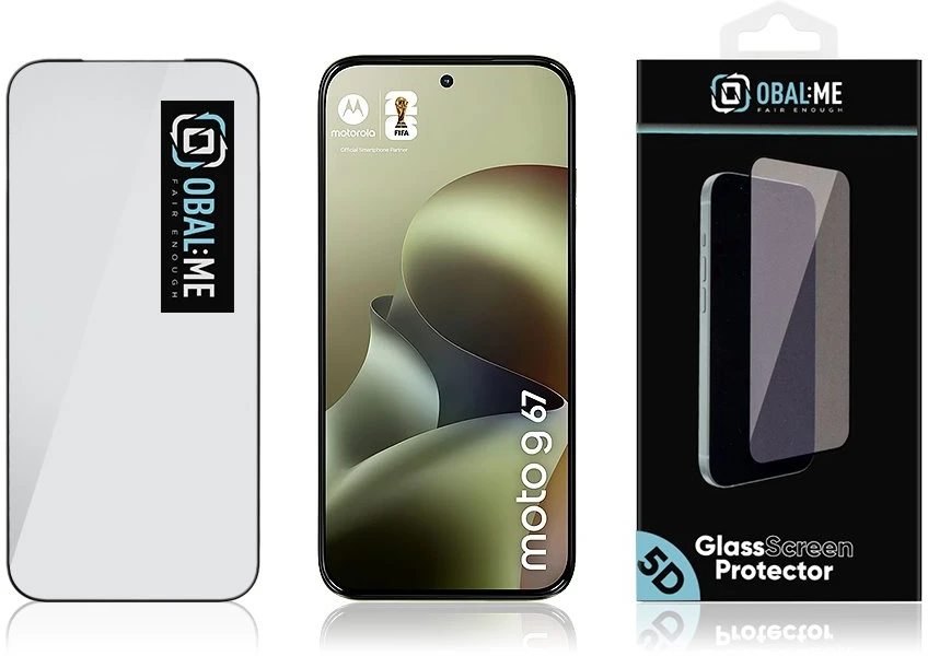 OBAL:ME 5D stiklinis ekrano apsauginis stiklas, skirtas Motorola G67, juodas