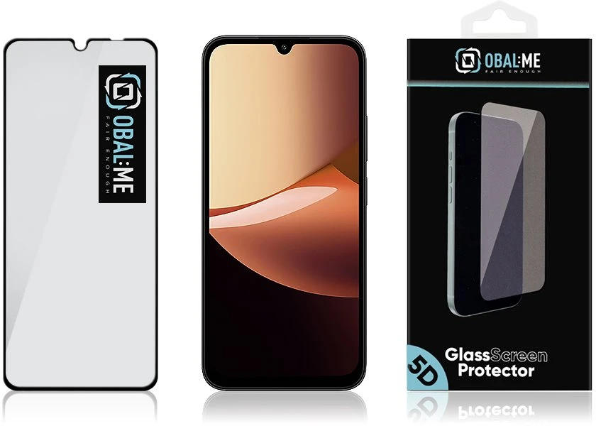 OBAL:ME 5D stiklinis ekrano apsauginis stiklas, skirtas Xiaomi Redmi 17C 4G/5G, juodas