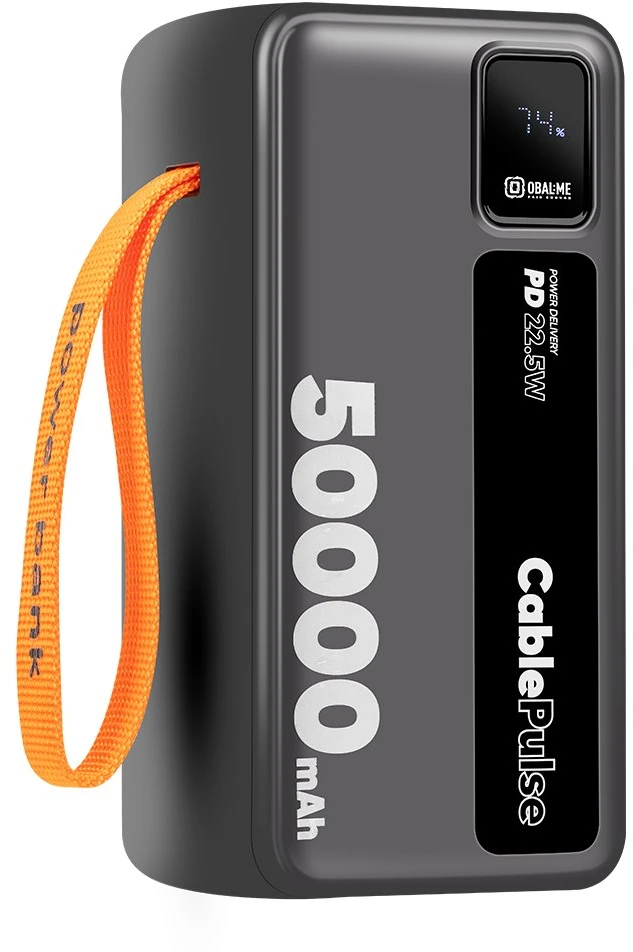 OBAL:ME CablePulse Powerbank 50000mAh 22,5W juodos spalvos