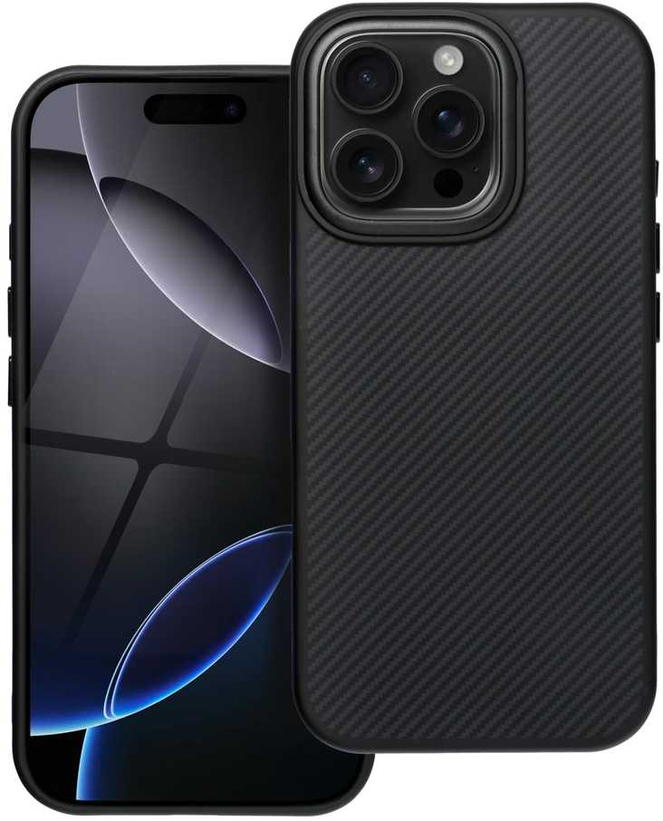 OEM dėklas, skirtas iPhone 15, Carbon Elite Mag Cover, suderinamas su MagSafe juodas