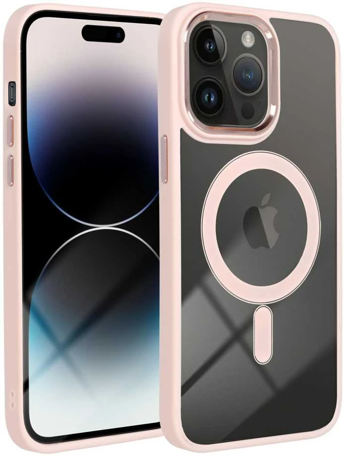 OEM dėklas, skirtas „iPhone 14 PRO MAX“ spalvotam „Edge Mag Cover“, suderinamas su „MagSafe“, rožinis