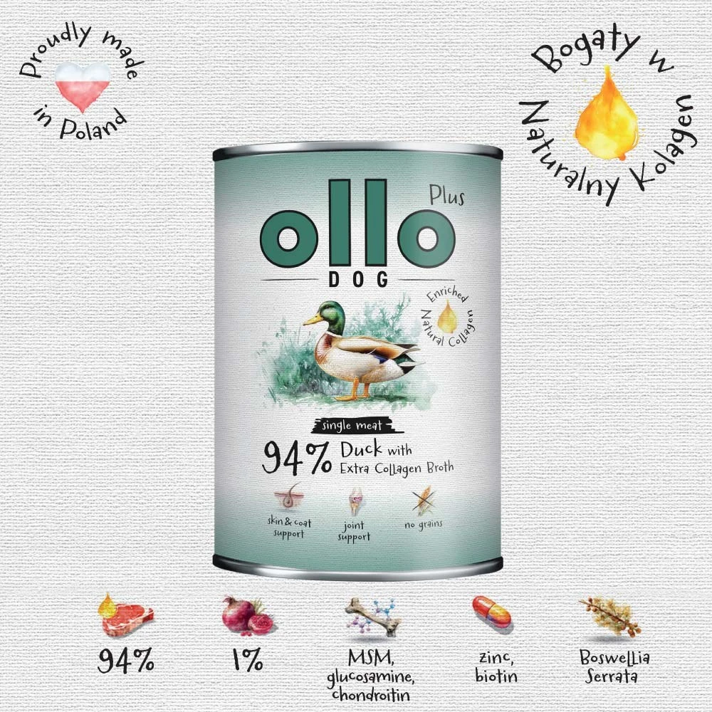 OLLO Plus Collagen Mono antiena – drėgnas ėdalas šunims – 800g