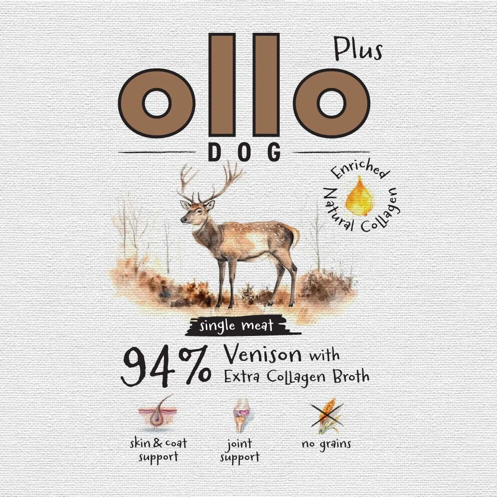 OLLO Plus Collagen Mono Deer – drėgnas ėdalas šunims – 800g