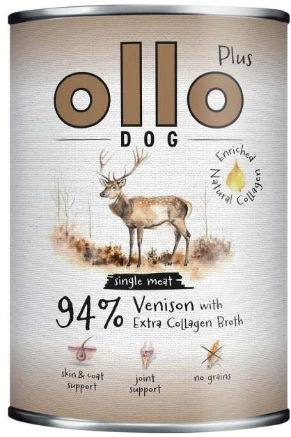 OLLO Plus Collagen Mono Deer – drėgnas ėdalas šunims – 800g