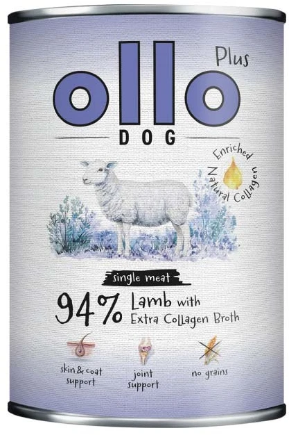 OLLO Plus Collagen Mono ėriena – drėgnas ėdalas šunims – 800g