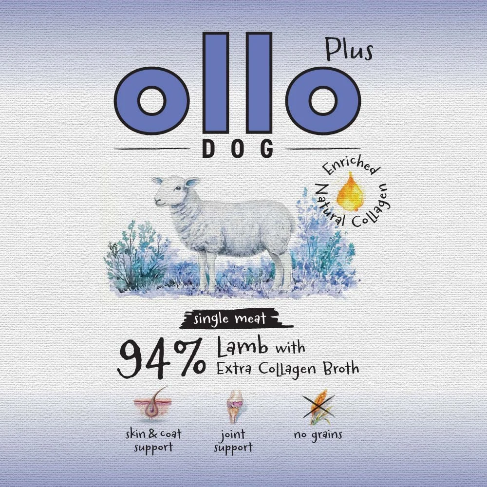 OLLO Plus Collagen Mono ėriena – drėgnas ėdalas šunims – 800g