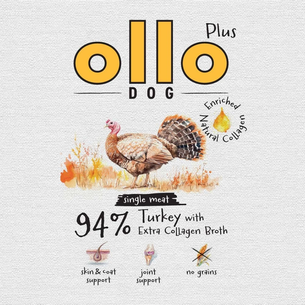 OLLO Plus Collagen Mono kalakutiena – drėgnas ėdalas šunims – 800g