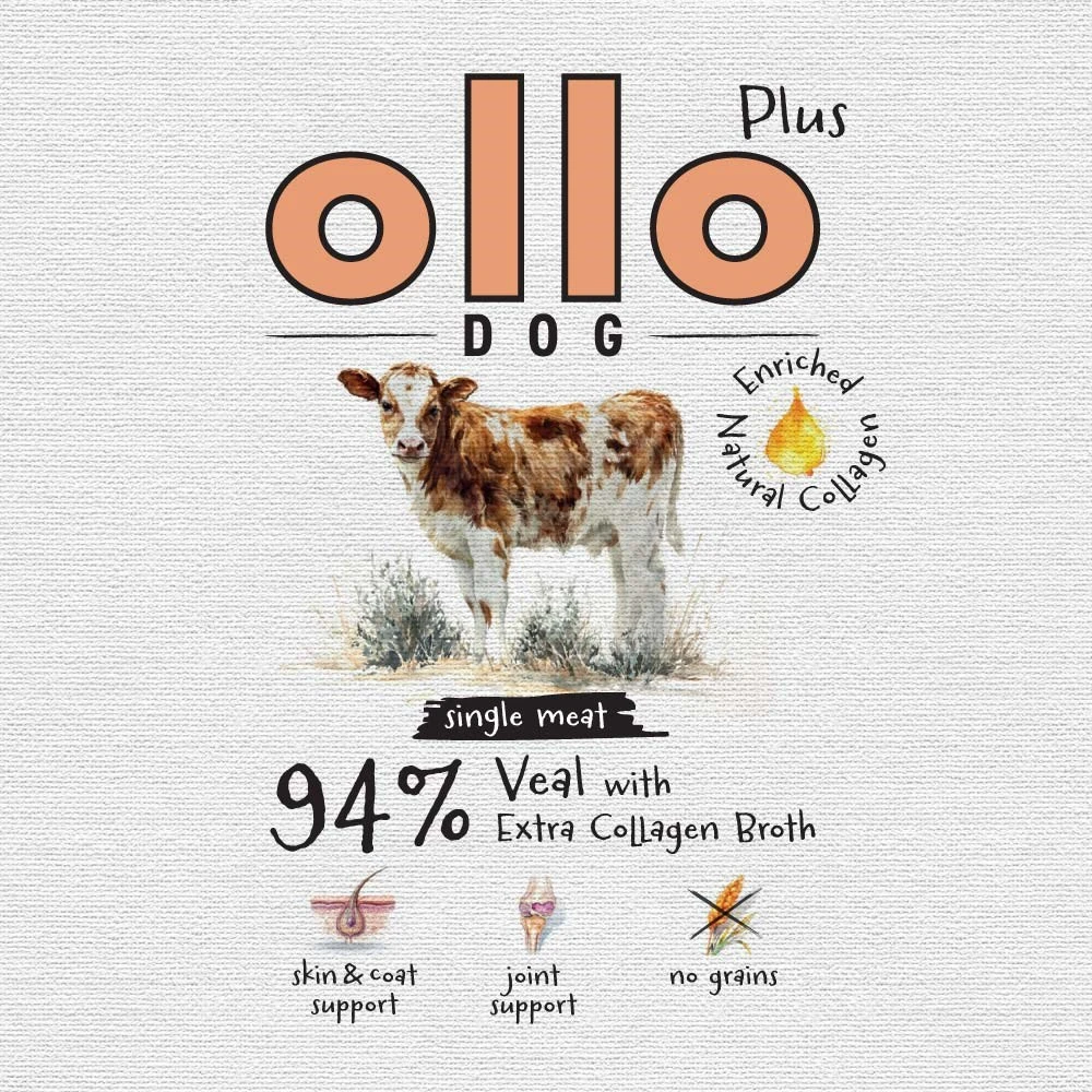 OLLO Plus Collagen Mono Veal – drėgnas ėdalas šunims – 800g