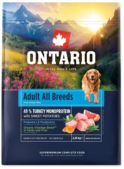 Ontario Adult All breeds Monoprotein kalakutiena & Sweet potatoes 2,25kg