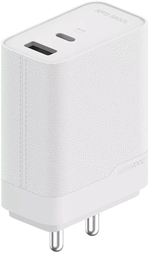 Oppo SuperVOOC USB-C 100W kelioninis įkroviklis + USB-C duomenų kabelis Baltas
