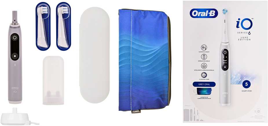 Braun Oral-B iO Series 6 Pilkas Opal Luxe Edition electric dantų šepetėlis