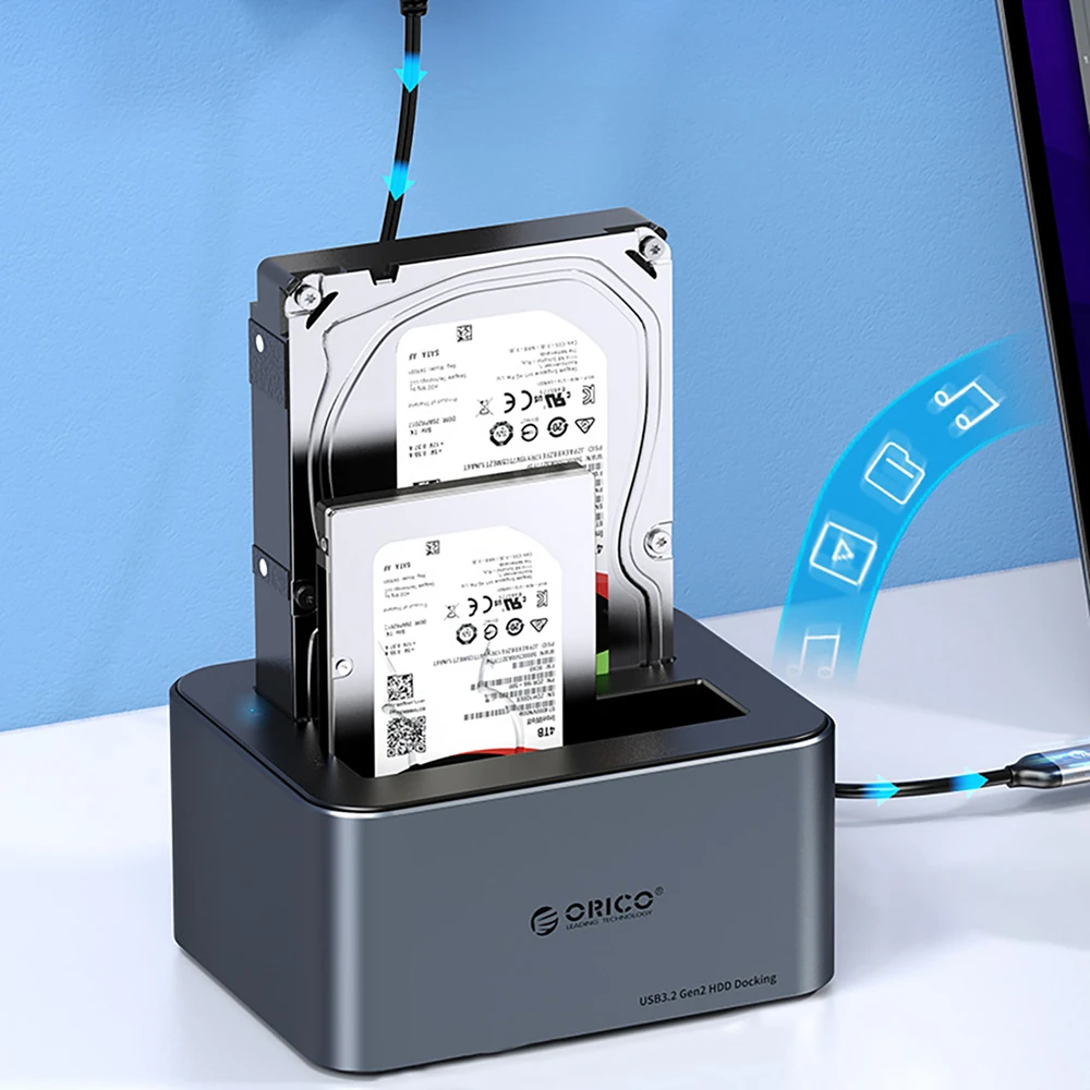 „Orico 6646C3-C“ 4 diskų prijungimo stotelė su neprisijungusio klonavimo funkcija, 2,5 colio / 3,5 colio SATA HDD/SSD – pilkos spalvos