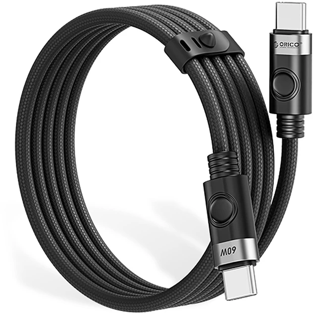„Orico CDX 60W 3A“ maitinimo šaltinis USB-C – USB-C 1 m kabelis – juodos spalvos