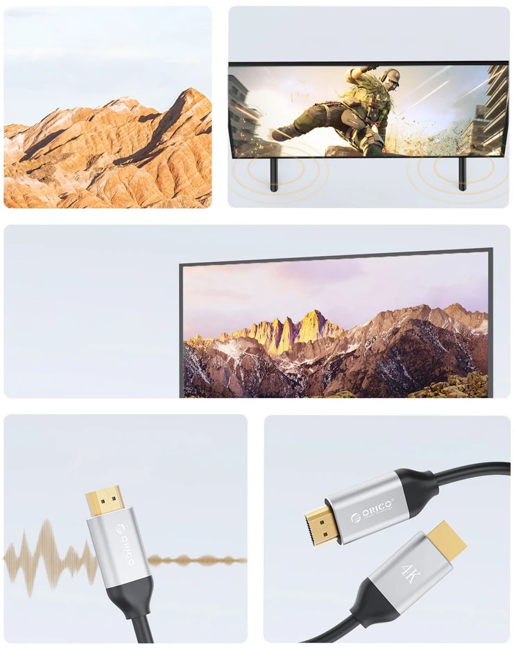 Orico H4Y1 HDMI 2.0 4K 60 Hz HDMI Cable 2 m - Juodas