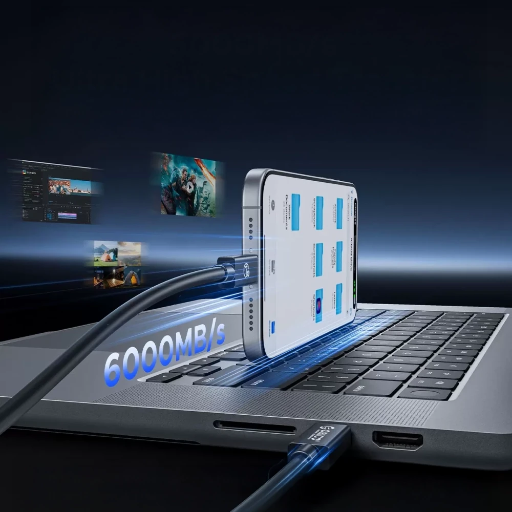 Orico USB4 kabelis, suderinamas su „Thunderbolt 5“, 80 Gbps, 240 W, USB-C į USB-C, 2 m - Juodas