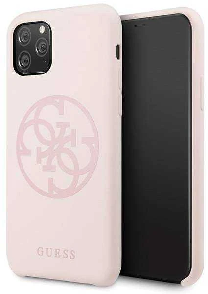 Original Apple iPhone 11 Pro Guess Hard silikoninis 4G Tone On Tone (GUHCN58LS4GLP) dėklas telefonui rožinės spalvos