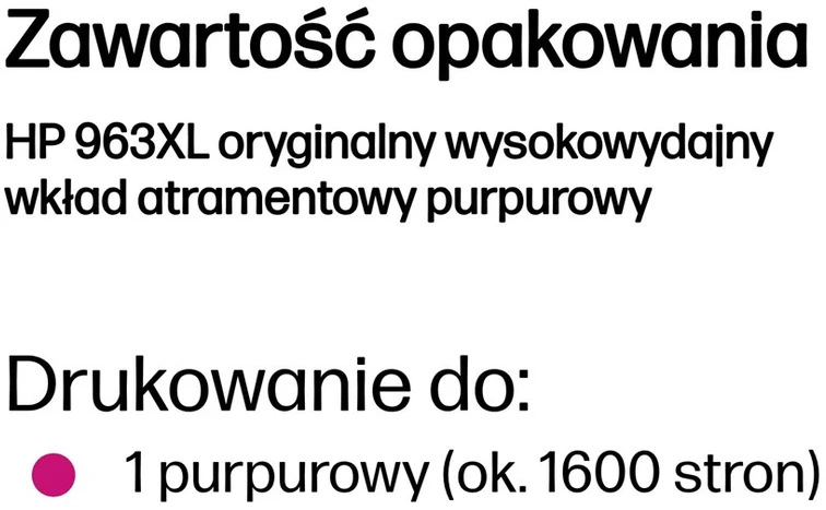 Hewlett Packard (HP) Originali HP 963XL didelio našumo purpurinė rašalo kasetė