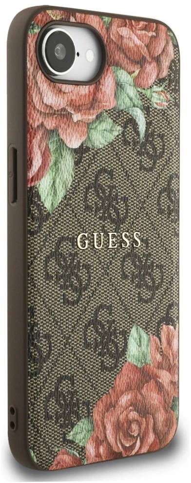 Guess 4G Flowers Print MagSafe dėklas iPhone 16e - ruda