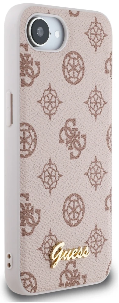Guess Peony Script logotipas MagSafe iPhone 16e dėklas – rudas